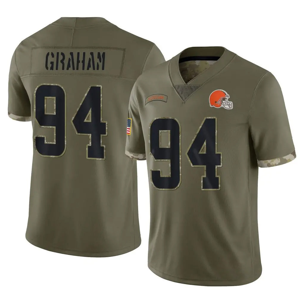 C.Browns #94 Mason Graham Player Olive Salute to Service Limited Game Qdoa Stitched Jerseys
