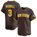 S.Diego Padres #3 Jackson Merrill Player Brown Home Limited Qdoa Stitched Jerseys
