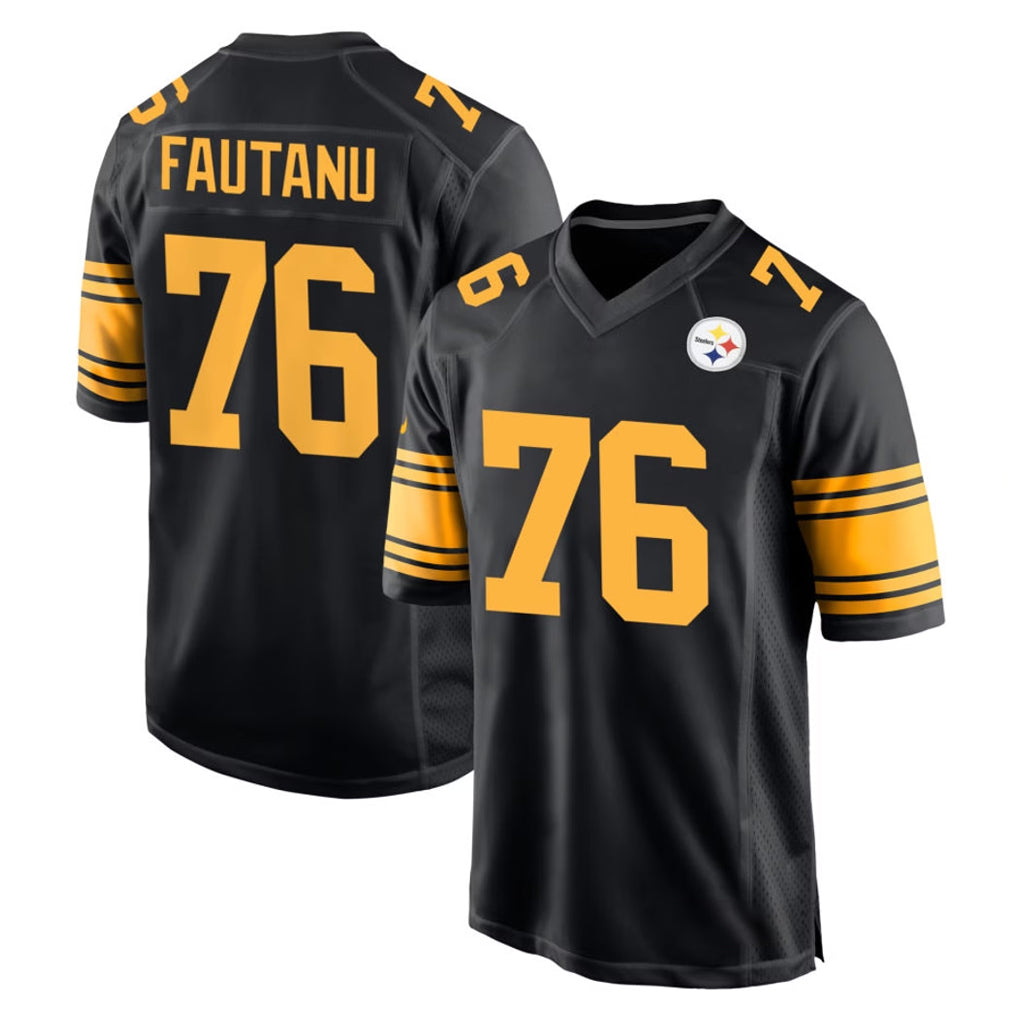 P.Steelers #76 Troy Fautanu Player Black Color Rush Home Game Qdoa Stitched Jerseys