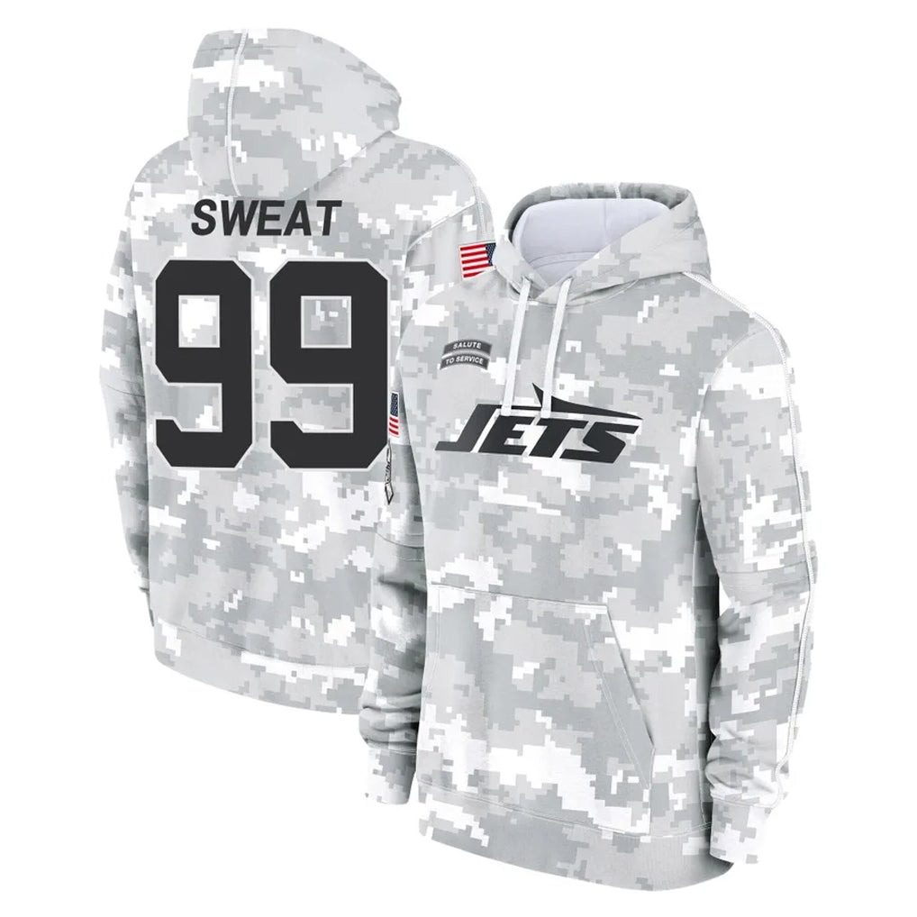 NY.Jets #99 T'Vondre Sweat Player Arctic Camo Salute to Service Pullover Hoodies Limited Game Qdoa Stitched Jerseys