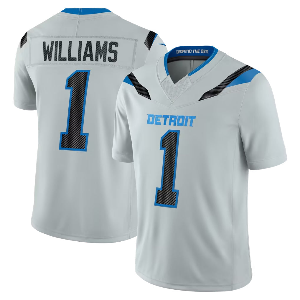 D.Lions #1 Jameson Williams Player Silver Limited 2026 Rivalries Collection Home Game Qdoa Stitched Jerseys