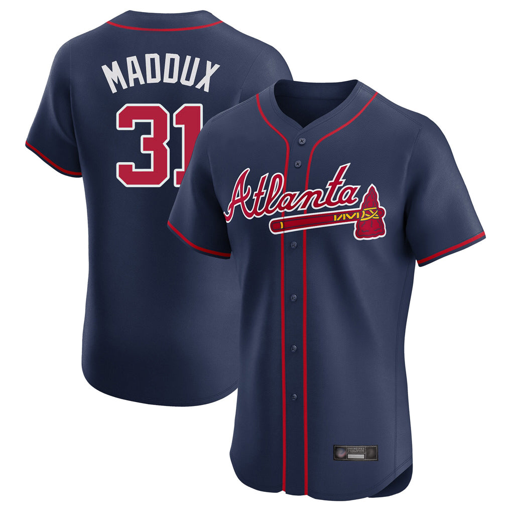 A.Braves #31 Greg Maddux Player Navy Limited Elite Home Game Qdoa Stitched Jerseys