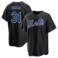NY.Mets #31 Mike Piazza Player Black Replica Home Game Qdoa Stitched Jerseys