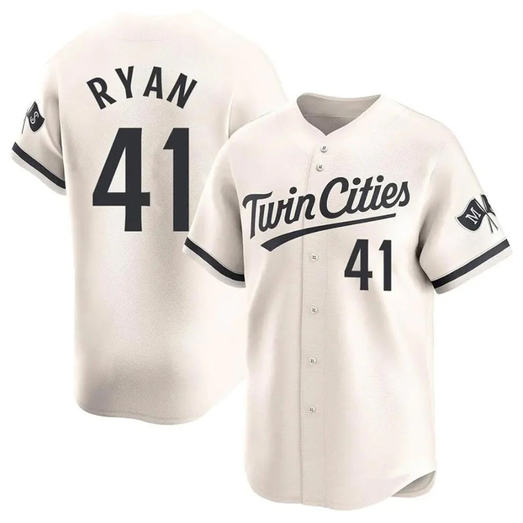 M.Twins #41 Joe Ryan Player Cream Home Limited Qdoa Stitched Jerseys