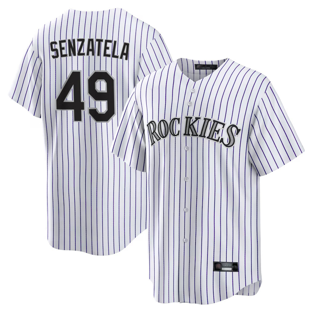 C.Rockies #49 Antonio Senzatela Player White Game Home Qdoa Stitched Jerseys