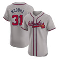 A.Braves #31 Greg Maddux Player Gray Limited Elite Home Game Qdoa Stitched Jerseys