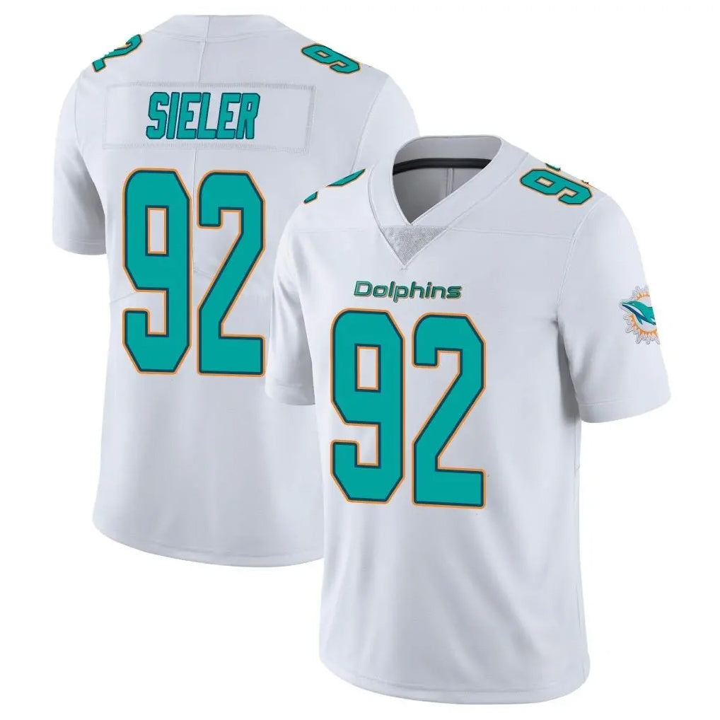 M.Dolphins #92 Zach Sieler Player White Limited Vapor Untouchable Home Game Qdoa Stitched Jerseys