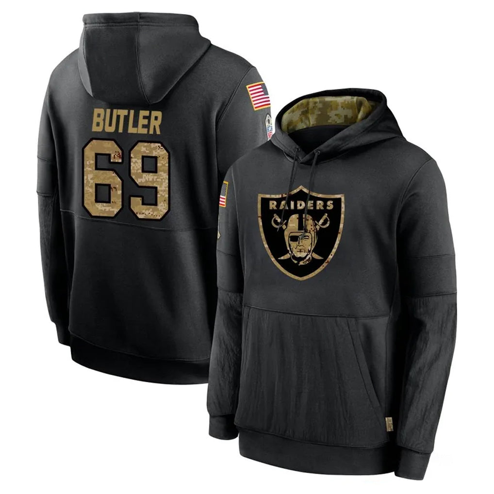 LV.Raiders #69 Adam Butler Player Black Salute to Service Hoodies Limited Game Qdoa Stitched Jerseys
