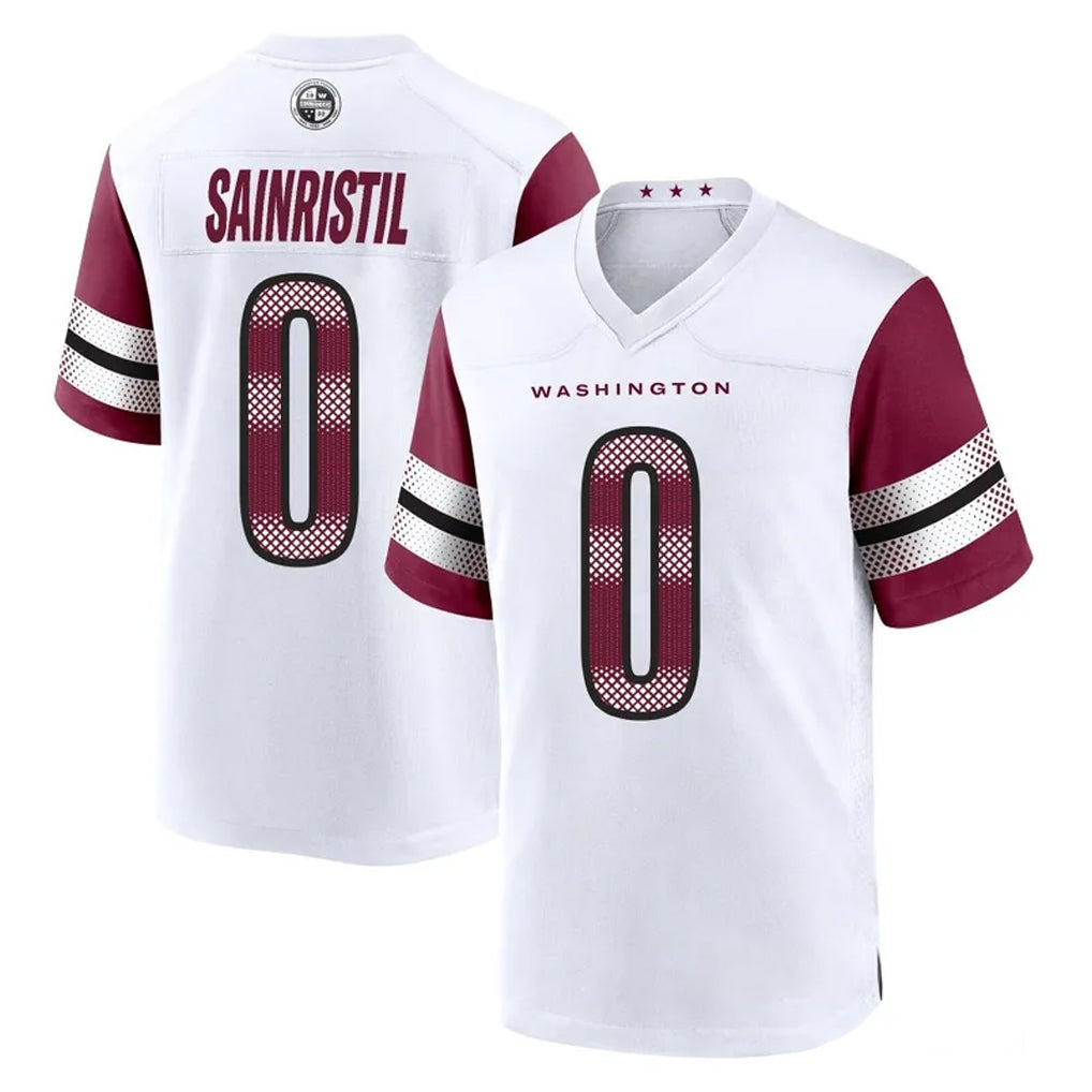 W.Commanders #0 Mike Sainristil Player White Game Home Qdoa Stitched Jerseys