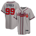 A.Braves #99 Spencer Strider Player Gray Home Game Qdoa Stitched Jerseys
