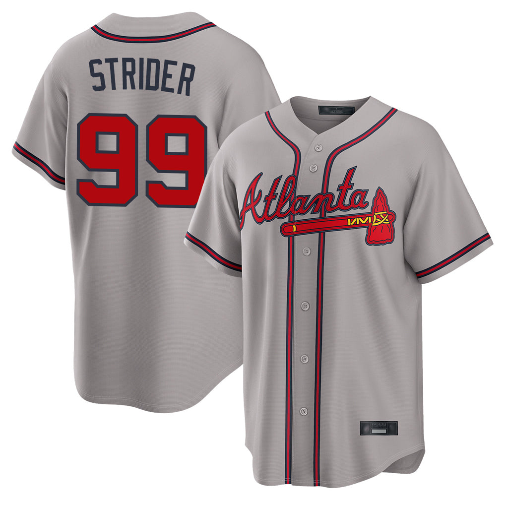 A.Braves #99 Spencer Strider Player Gray Home Game Qdoa Stitched Jerseys