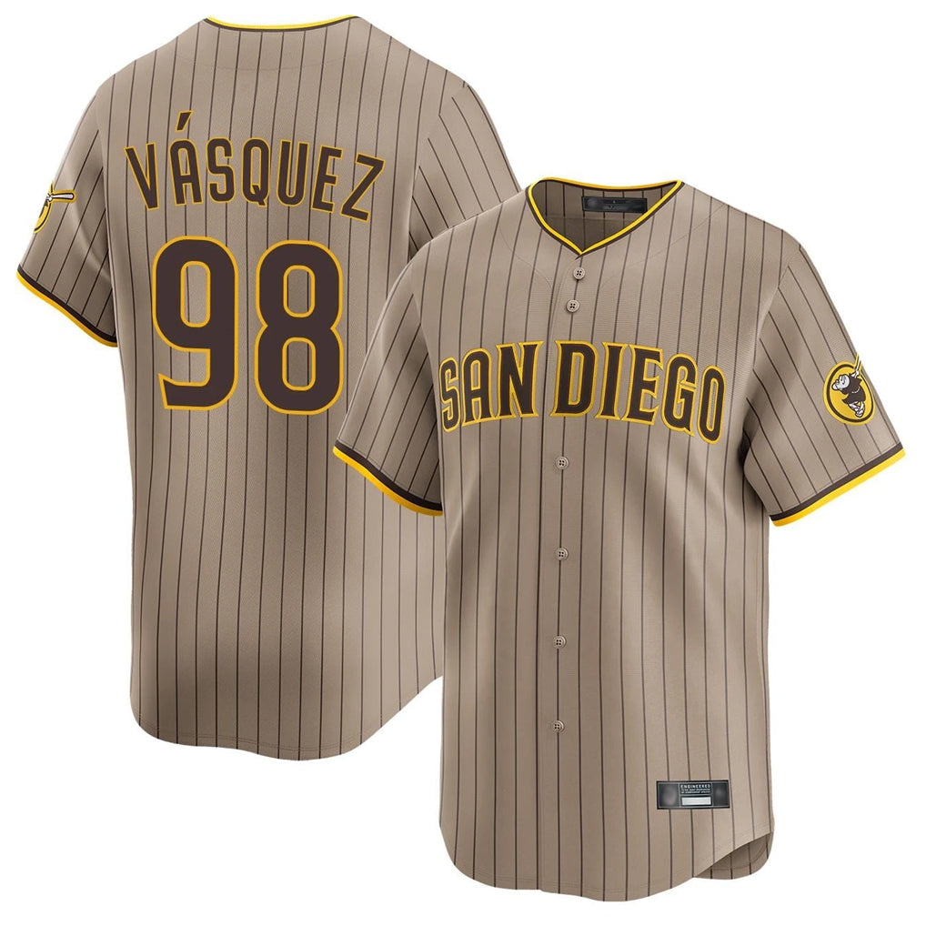S.Diego Padres #98 Randy Vasquez Player Khaki Home Limited Qdoa Stitched Jerseys