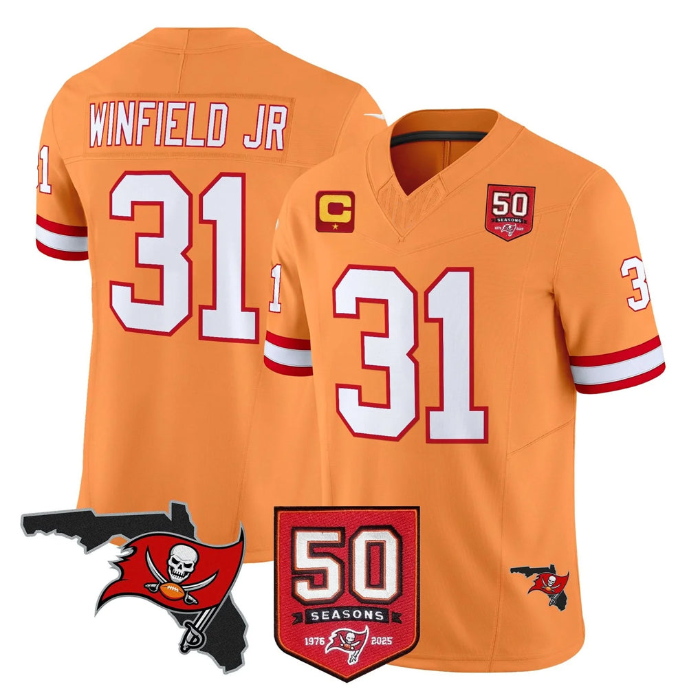 TB.Buccaneers #31 Antoine Winfield Jr. Player Orange 50th Season Vapor Limited Home Game Qdoa Stitched Jerseys