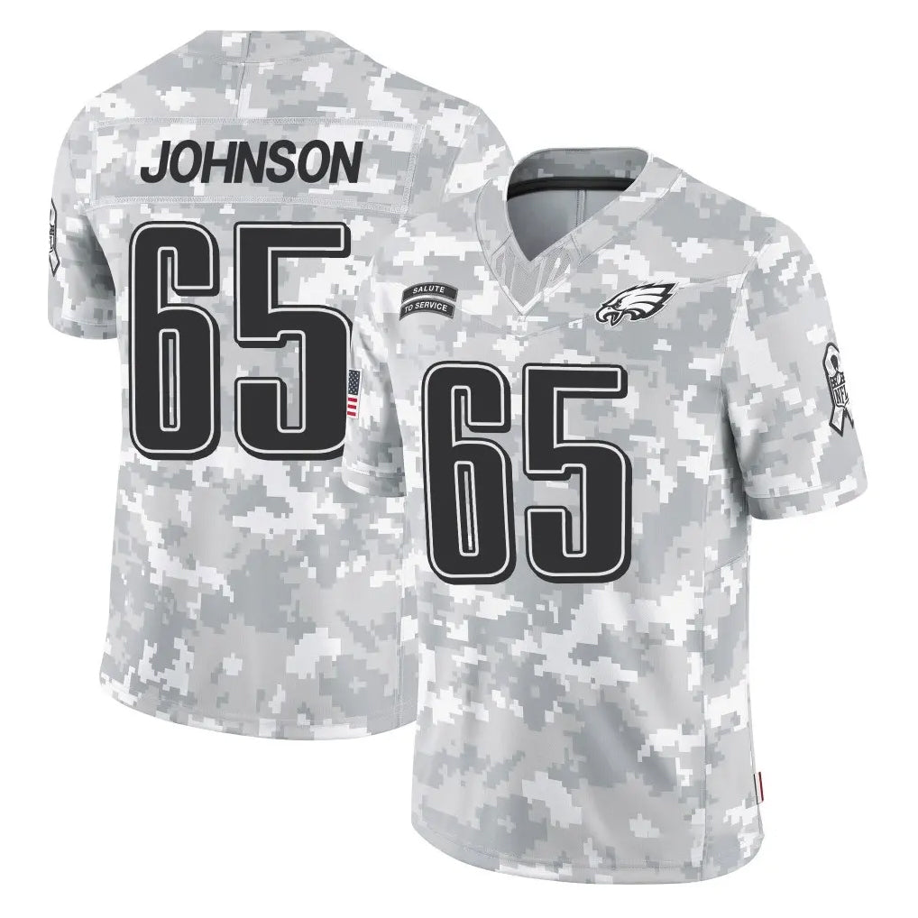 P.Eagles #65 Lane Johnson Player Arctic Camo Salute to Service Limited Game Qdoa Stitched Jerseys
