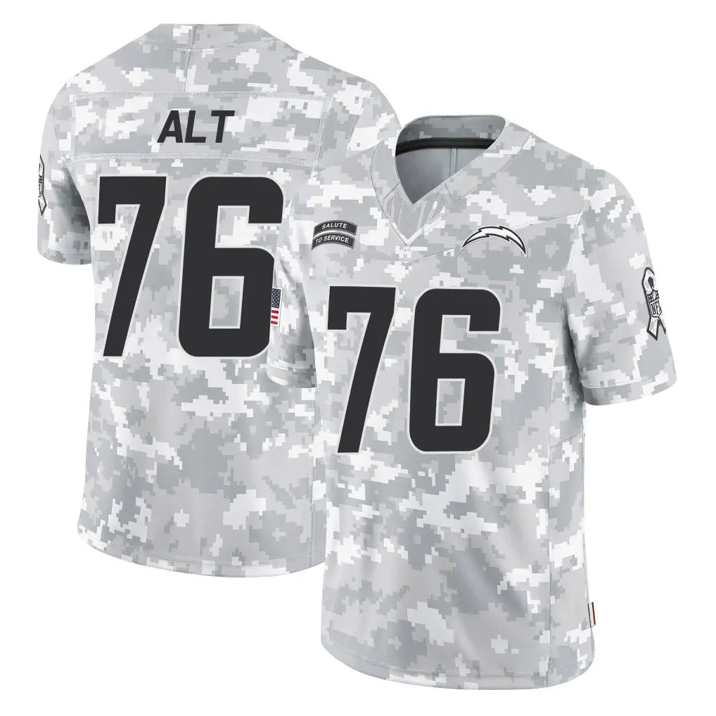 LA.Chargers #76 Joe Alt Player Arctic Camo Salute To Service Limited Game Qdoa Stitched Jerseys