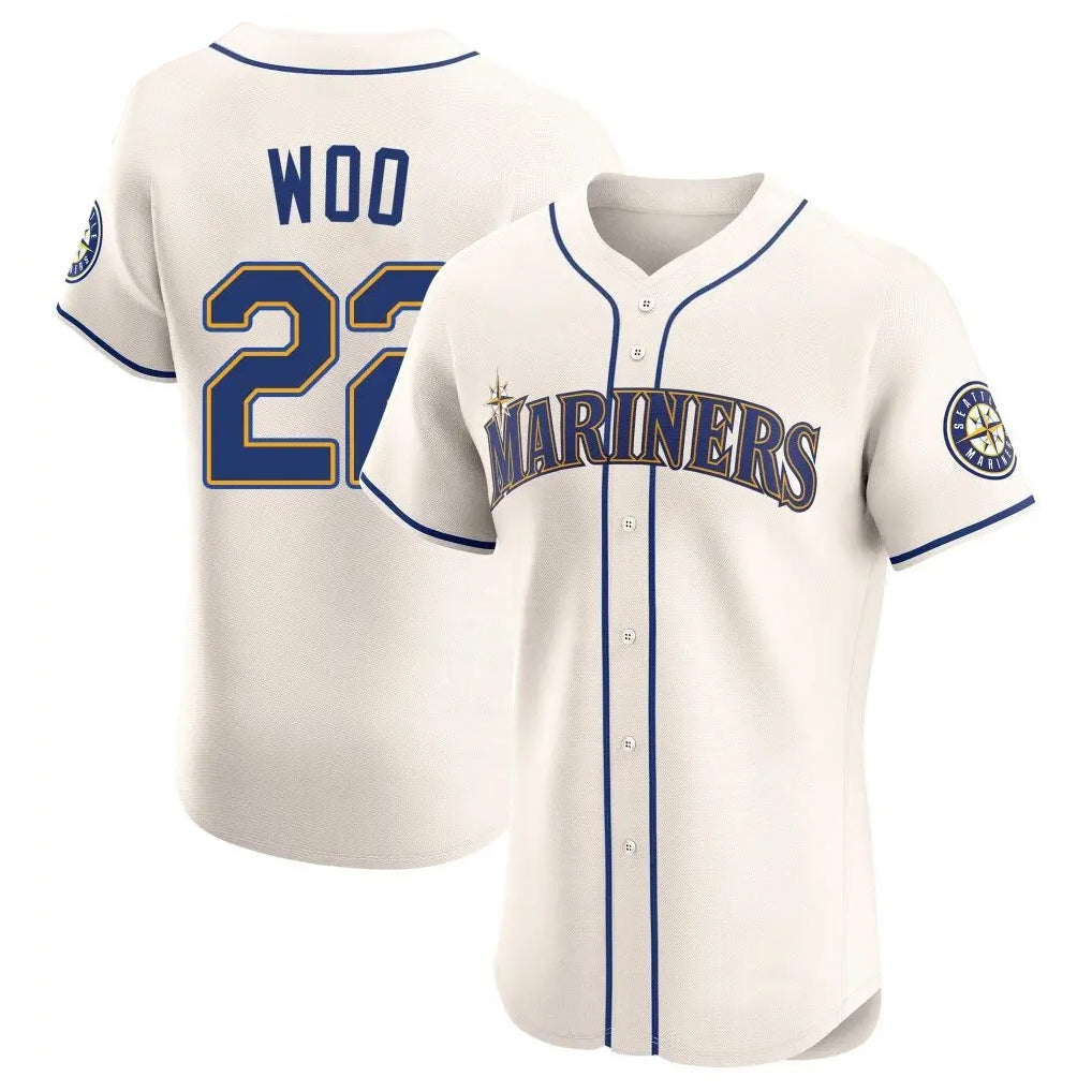 S.Mariners #22 Bryan Woo Player Cream Home Limited Elite Qdoa Stitched Jerseys