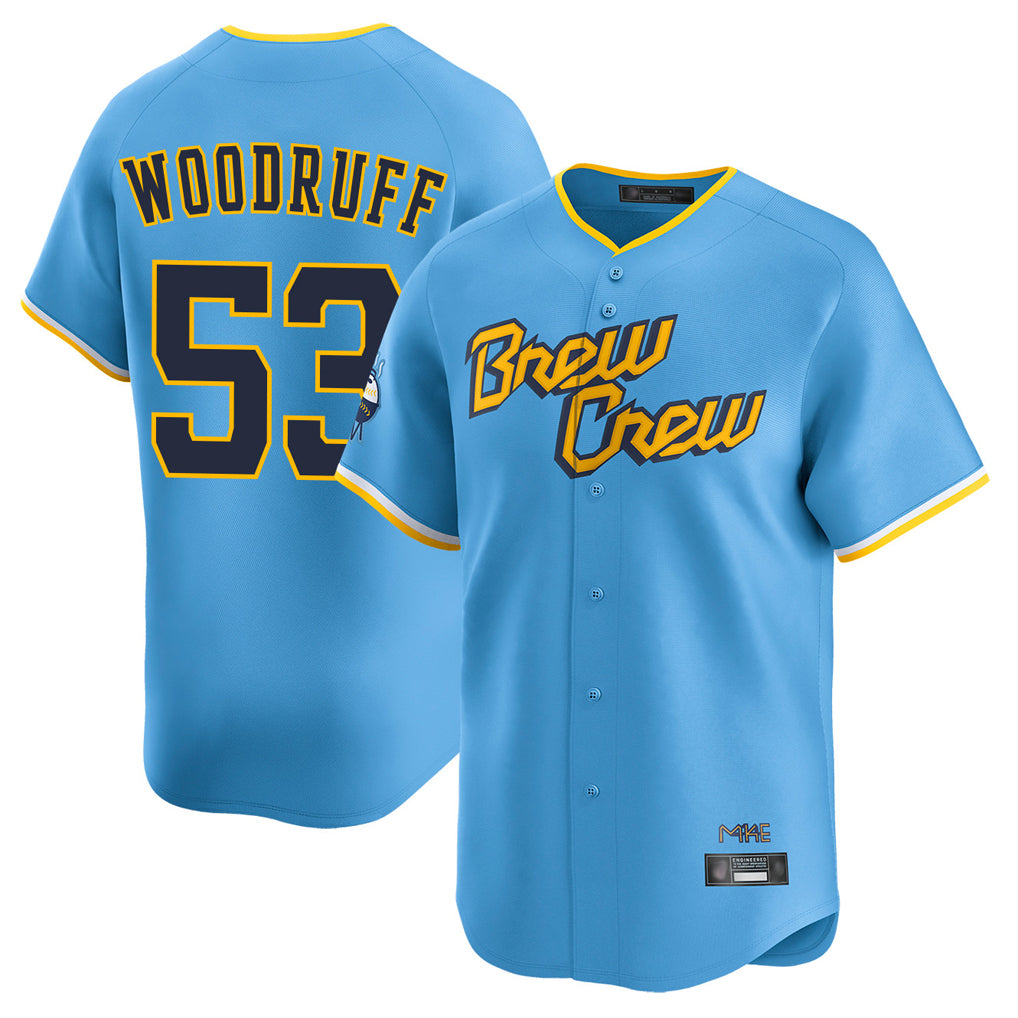 M.Brewers #53 Brandon Woodruff Player Light Blue City Connect Home Limited Qdoa Stitched Jerseys