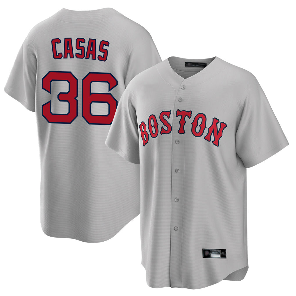 B.Red Sox #36 Triston Casas Player Gray Road Home Game Qdoa Stitched Jerseys