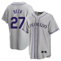 C.Rockies #27 Jordan Beck Player Gray Game Home Qdoa Stitched Jerseys