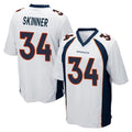 D.Broncos #34 JL Skinner Player White Game Qdoa Stitched Jerseys