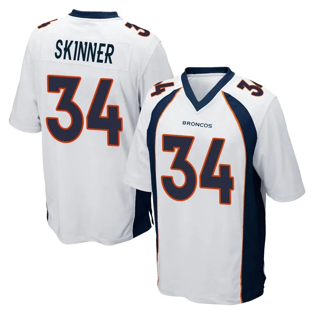 D.Broncos #34 JL Skinner Player White Game Qdoa Stitched Jerseys