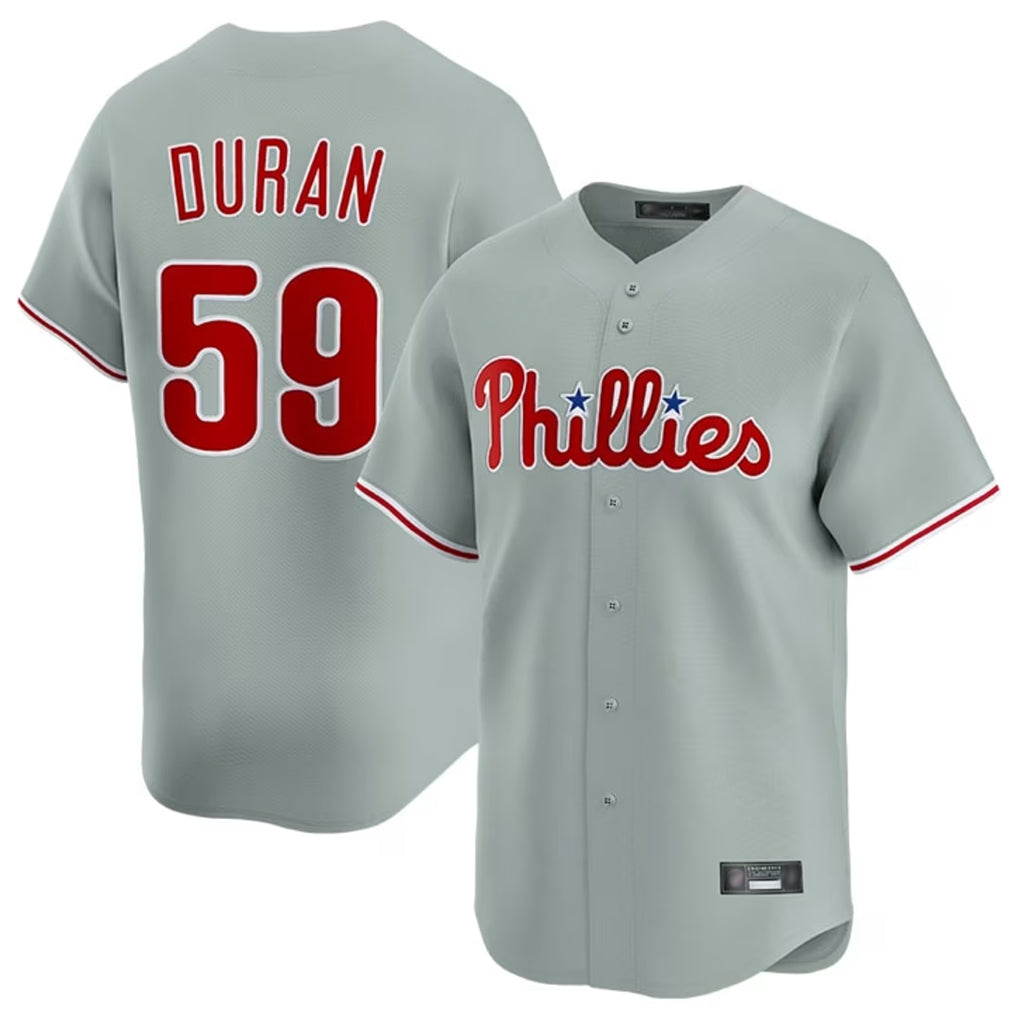 P.Phillies #59 Jhoan Duran Player Gray Home Limited Qdoa Stitched Jerseys