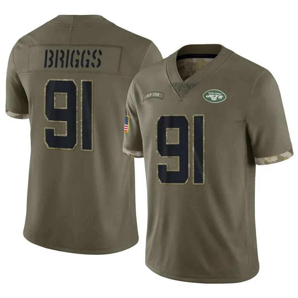 NY.Jets #91 Jowon Briggs Player Olive Salute To Service Limited Qdoa Stitched Jerseys