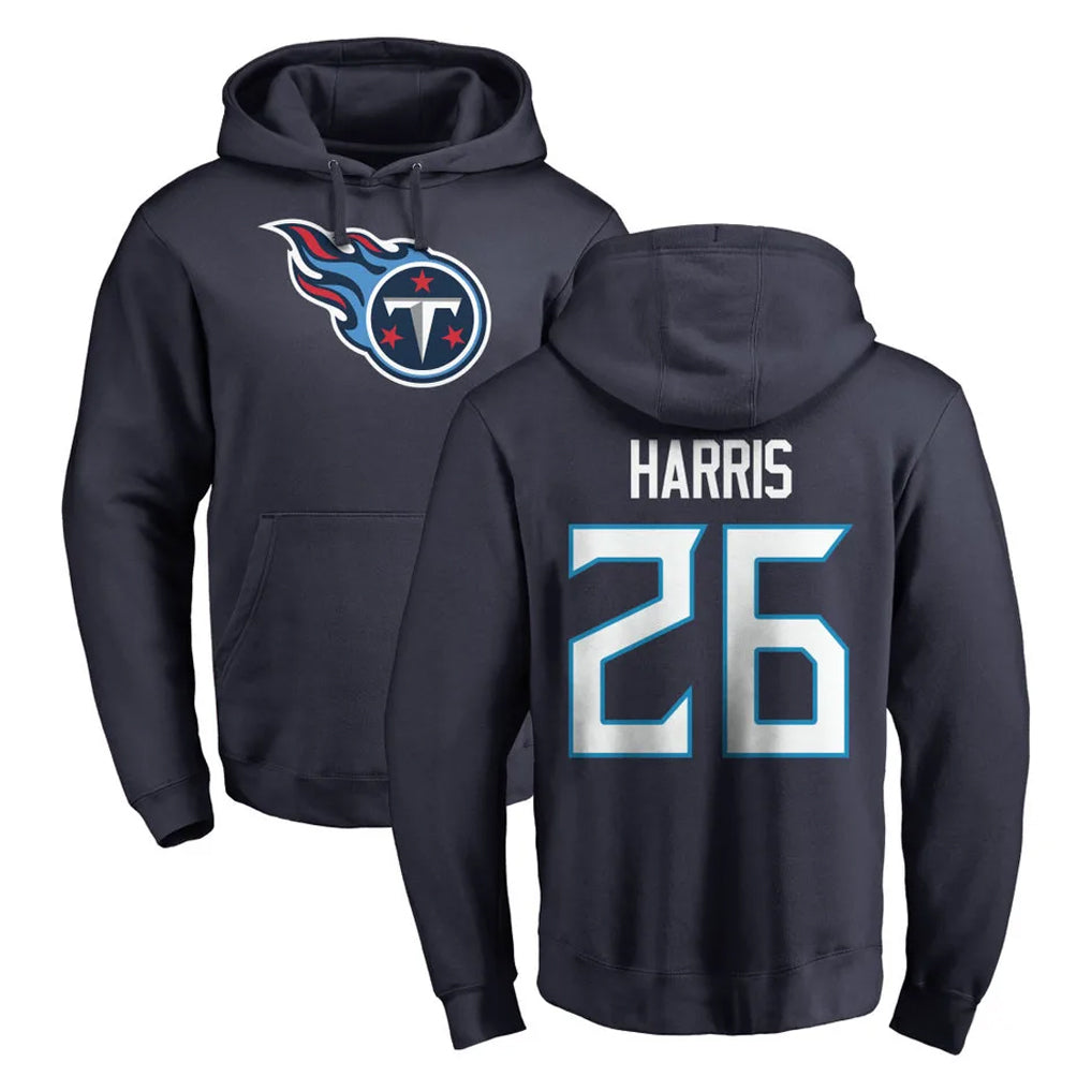 T.Titans #26 Marcus Harris Player Navy Logo Pullover Hoodies Home Game Qdoa Stitched Jerseys