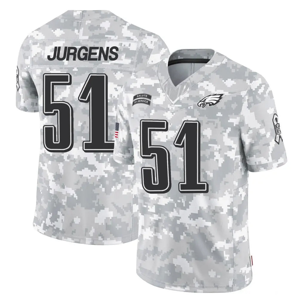 P.Eagles #51 Cam Jurgens Player Arctic Camo Salute to Service Limited Game Qdoa Stitched Jerseys
