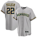 M.Brewers #22 Christian Yelich Player Gray Home Game Qdoa Stitched Jerseys