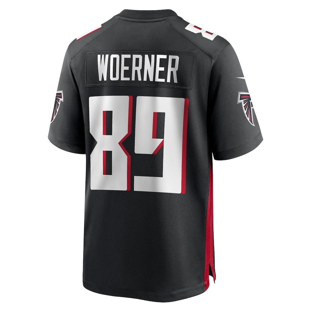 Qdoa A.Falcons #89 Charlie Woerner Black Team Game Jersey