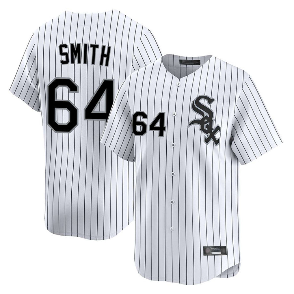 C.White Sox #64 Shane Smith Player White Stripe Limited Home Qdoa Stitched Jerseys