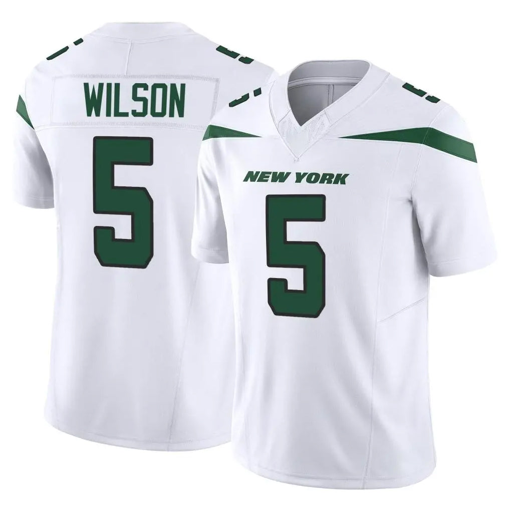 NY.Jets #5 Garrett Wilson Player White Limited Vapor F.U.S.E. Home Game Qdoa Stitched Jerseys