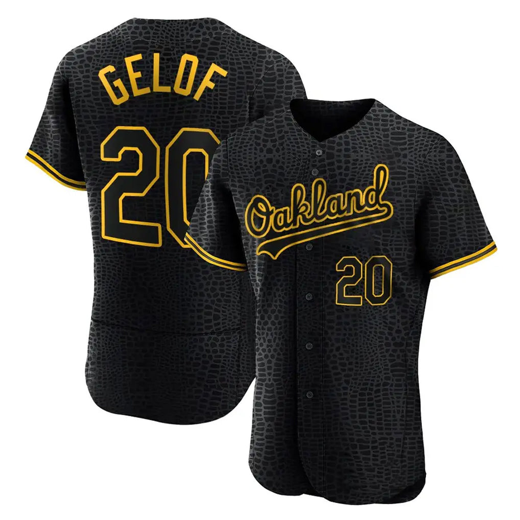 Athletics #20 Zack Gelof Player Black Snake Skin City Limited Elite Home Game Qdoa Stitched Jerseys