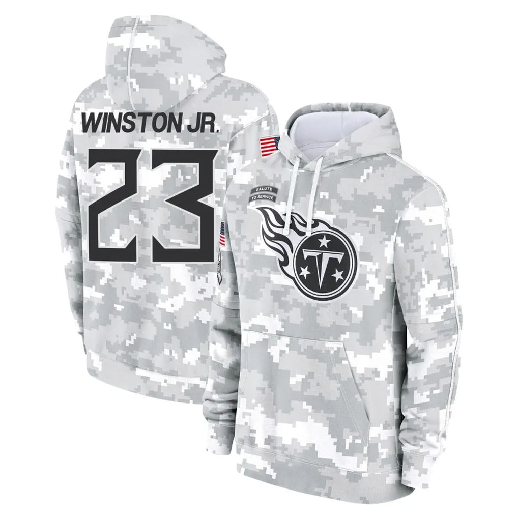 T.Titans #23 Kevin Winston Jr. Player Camo Arctic Salute to Service Pullover Hoodies Home Game Qdoa Stitched Jerseys