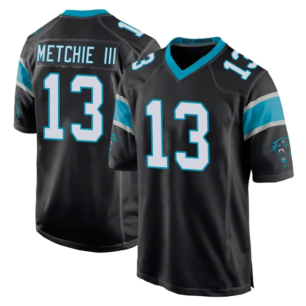 C.Panthers #13 John Metchie III Player Black Home Game Qdoa Stitched Jerseys
