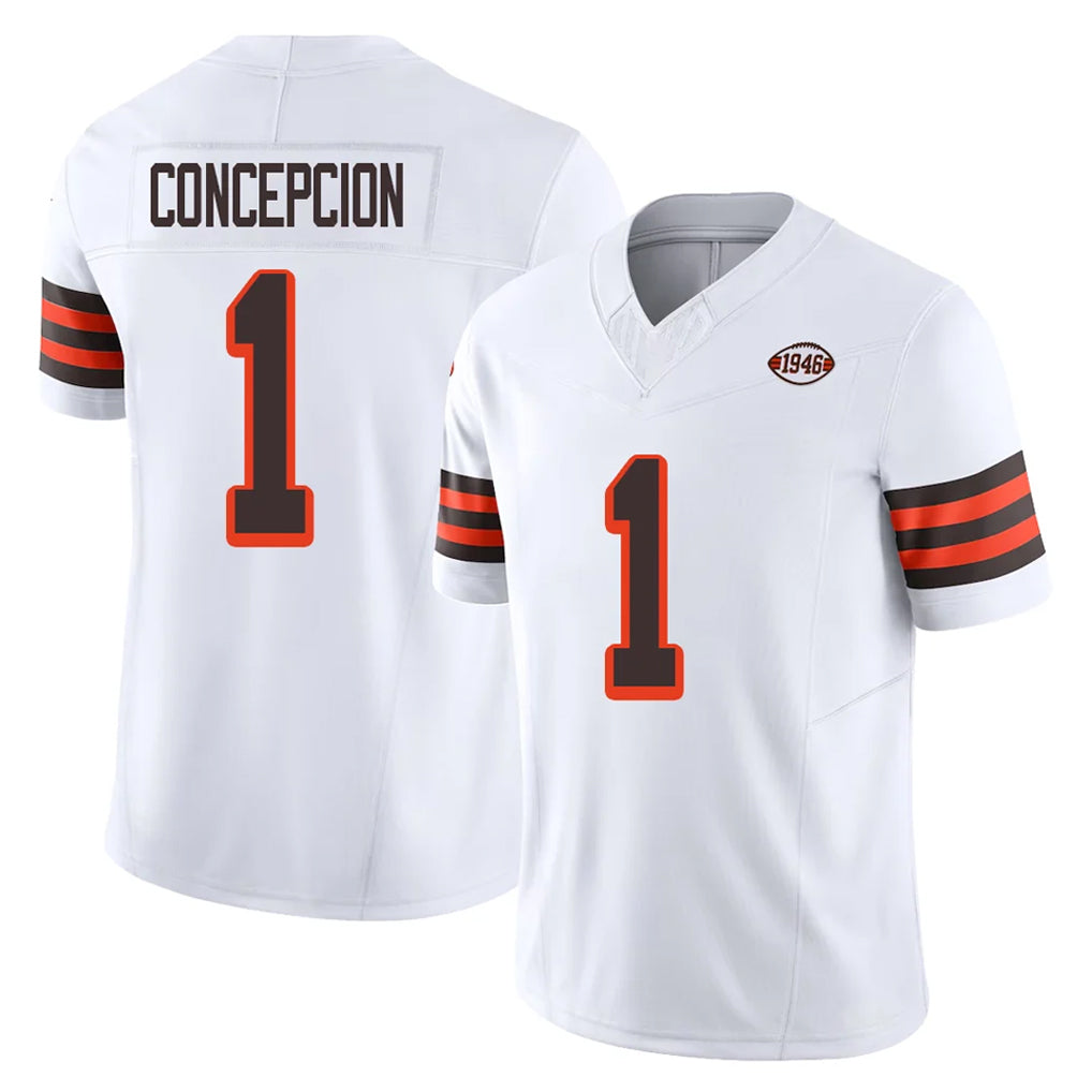 C.Browns #1 KC Concepcion Player White Limited Vapor F.U.S.E. Alternate Game Qdoa Stitched Jerseys