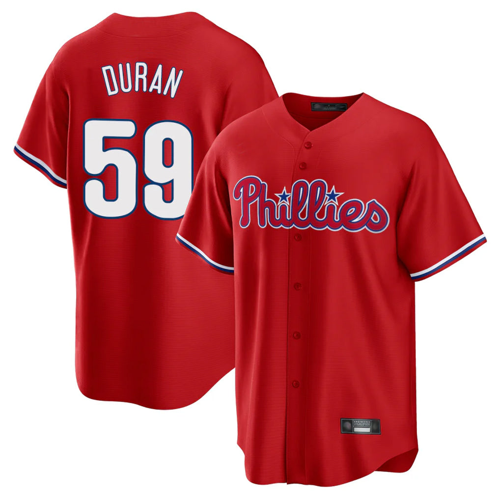 P.Phillies #59 Jhoan Duran Player Red Home Game Qdoa Stitched Jerseys