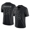 B.Bills #15 Greg Rousseau Player Black RFLCTV Limited Qdoa Stitched Jerseys