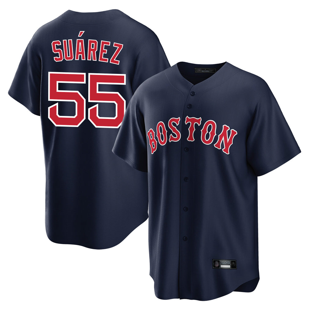 B.Red Sox #55 Ranger Su¨¢rez Player Navy Home Game Qdoa Stitched Jerseys