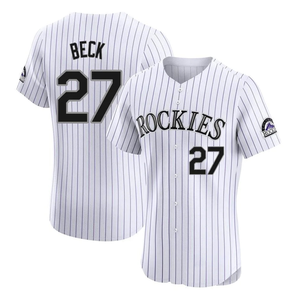 C.Rockies #27 Jordan Beck Player White Limited Elite Home Qdoa Stitched Jerseys