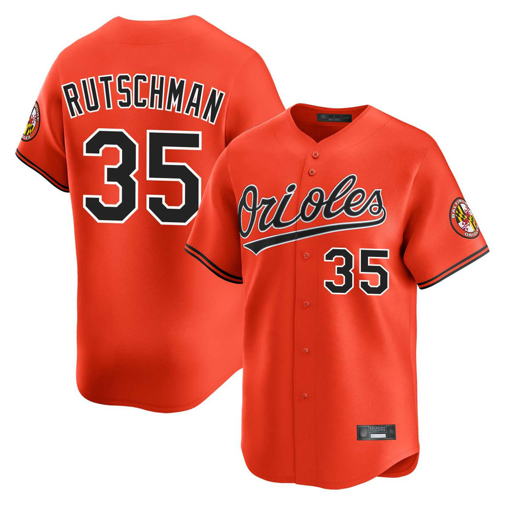 B.Orioles #35 Adley Rutschman Player Orange Limited Home Game Qdoa Stitched Jerseys