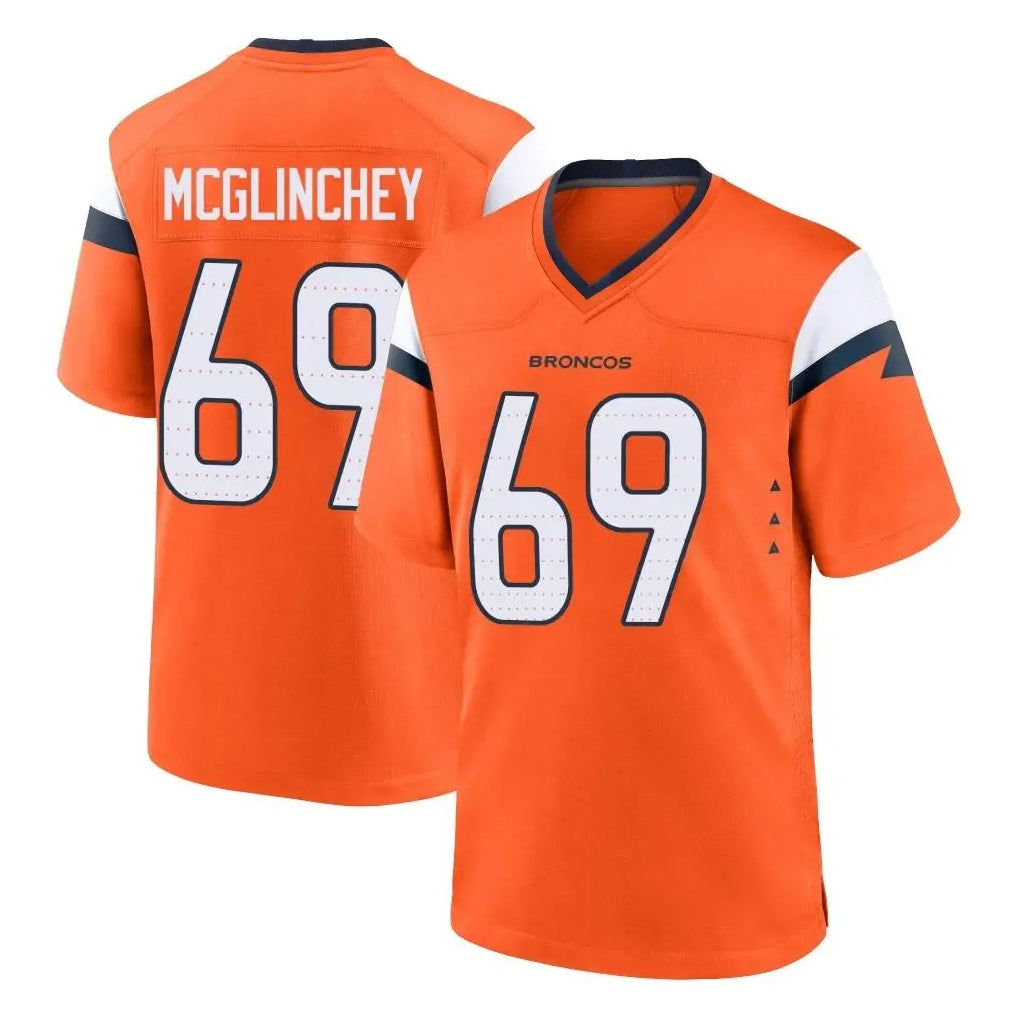 D.Broncos #69 Mike McGlinchey Player Orange Home Game Qdoa Stitched Jerseys
