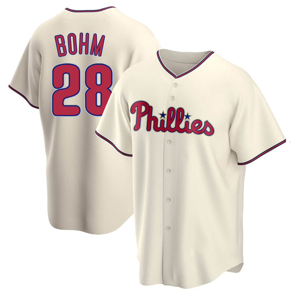 P.Phillies #28 Alec Bohm Player Cream Home Game Qdoa Stitched Jerseys