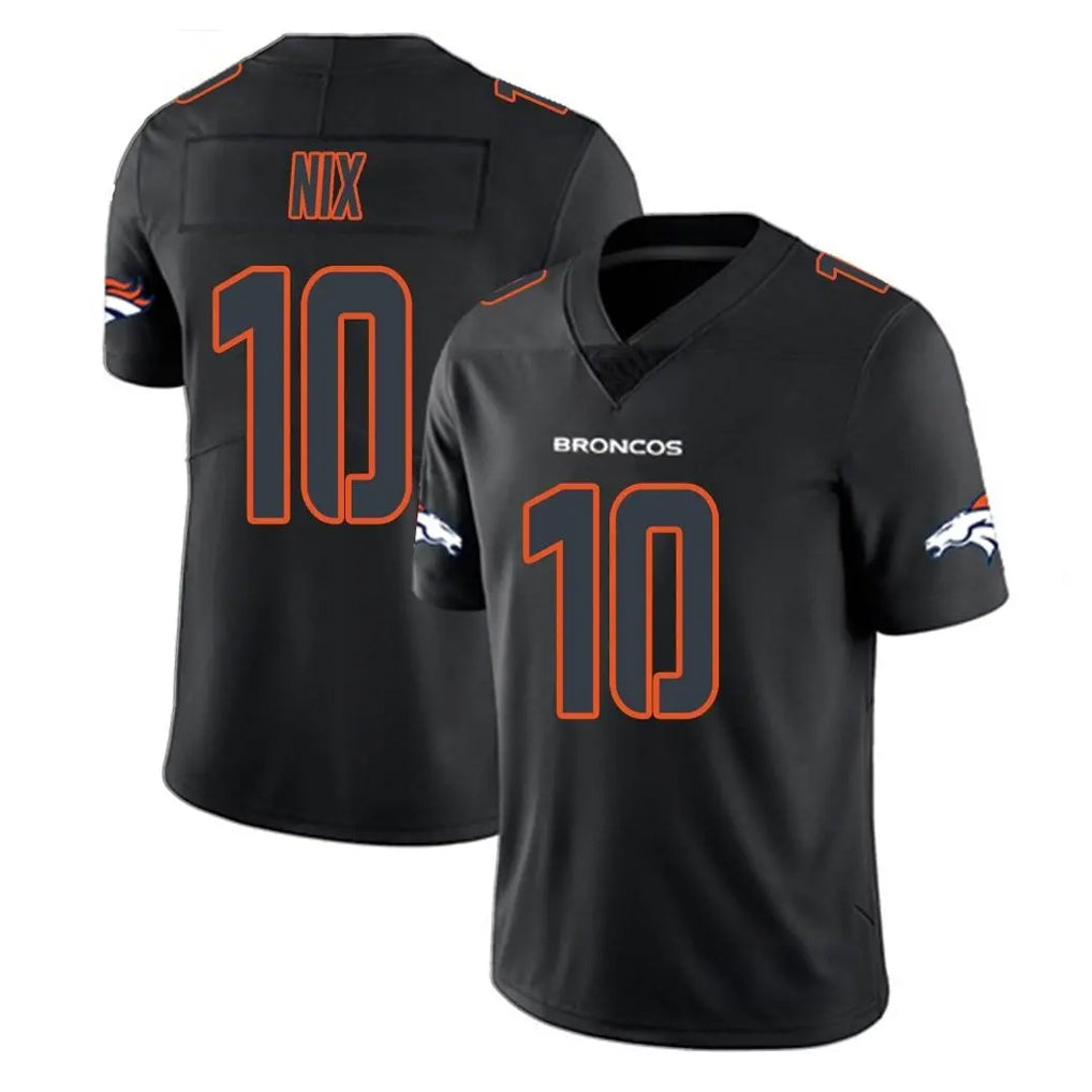 D.Broncos #10 Bo Nix Player Black Impact Limited Game Qdoa Stitched Jerseys