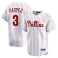 P.Phillies #3 Bryce Harper Player White Home Limited Qdoa Stitched Jerseys