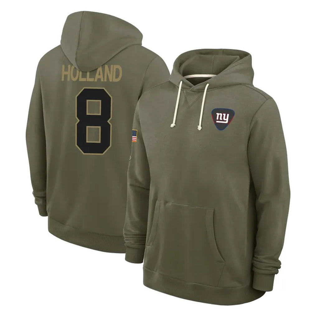 NY.Giants #8 Jevon Holland Player Olive Salute to Service Pullover Hoodies Limited Qdoa Stitched Jerseys