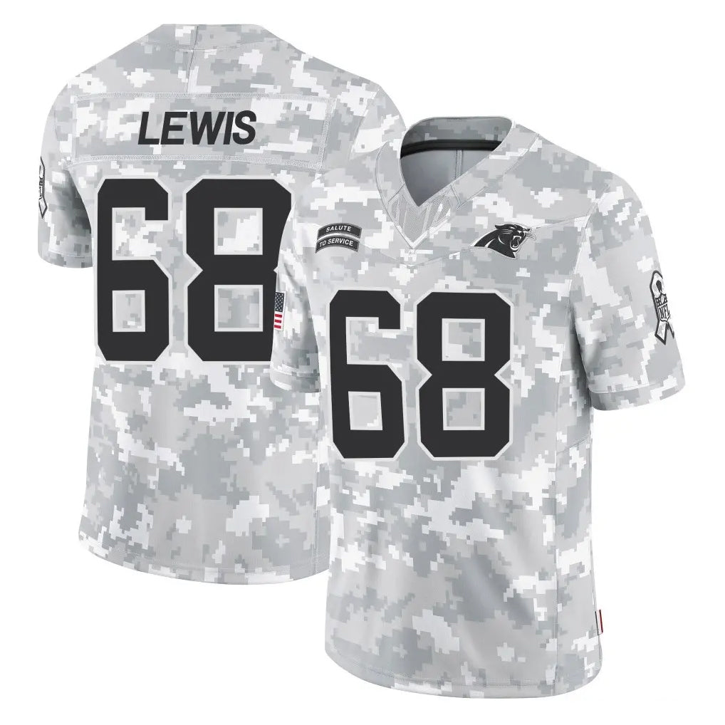 C.Panthers #68 Damien Lewis Player Arctic Camo Salute to Service Limited Game Qdoa Stitched Jerseys