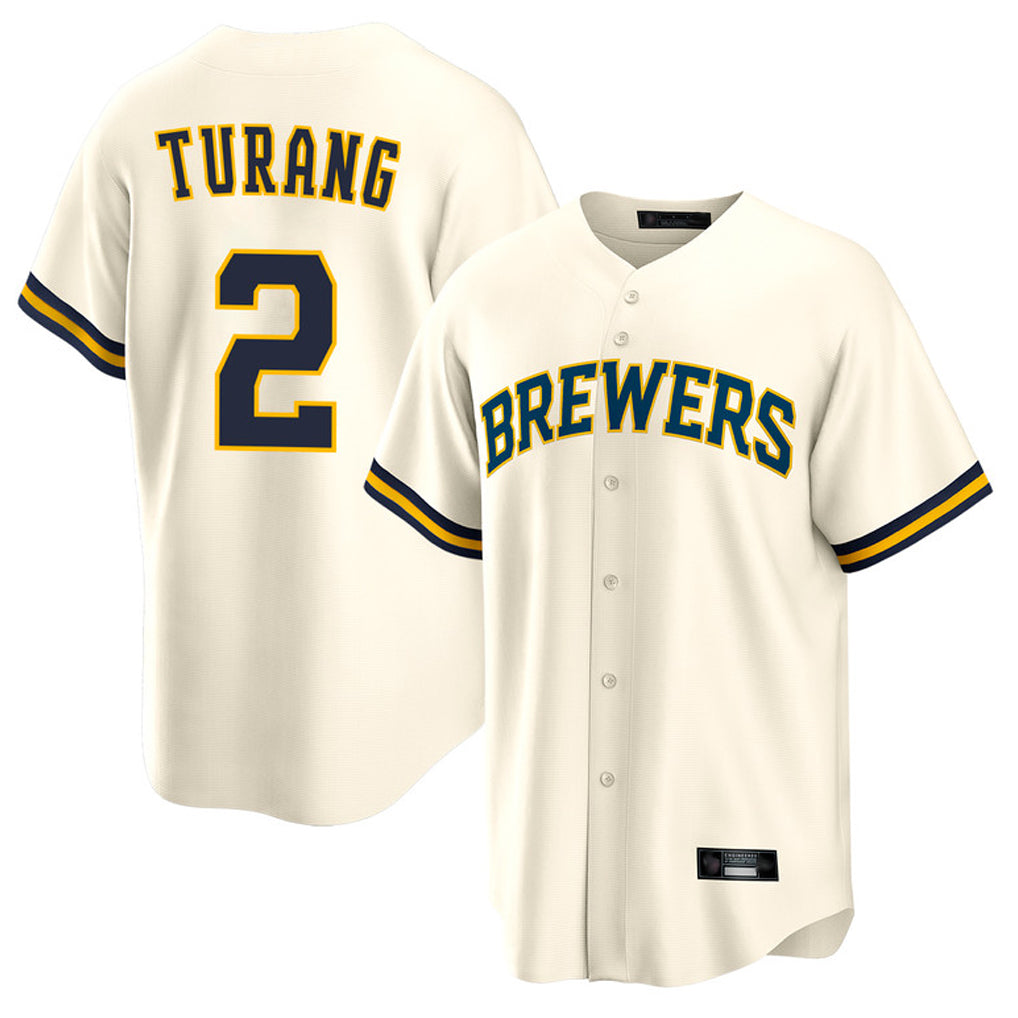 M.Brewers #2 Brice Turang Player Cream Home Game Qdoa Stitched Jerseys