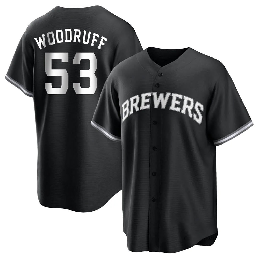 M.Brewers #53 Brandon Woodruff Player Black Game Home Qdoa Stitched Jerseys